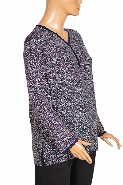 Pıtırcık Γυναικεία κομψή μπλούζα Cimariva με μοτίβο με λαιμόκοψη σε μπλε ναυτικό