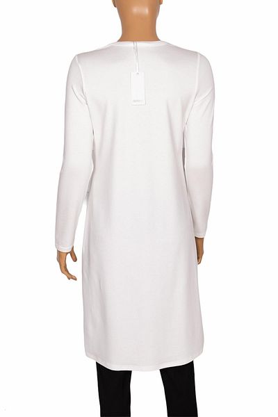 Defrina Women's Basic Combed Cotton O-Neck Off-White Tunic