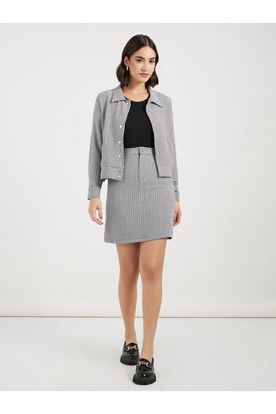 Styli Tweed Collared Jacket with Buttons