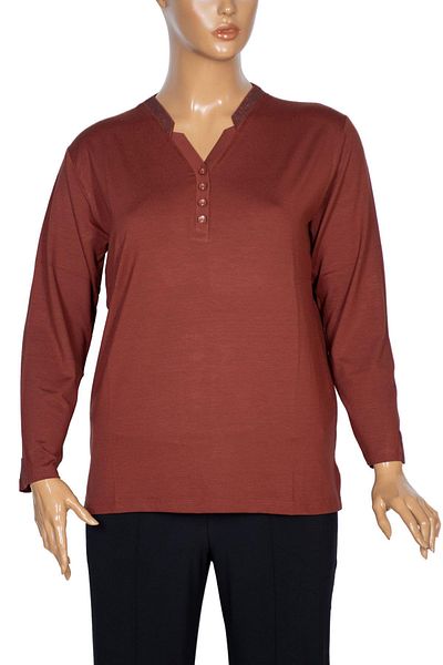 Pıtırcık Γυναικεία μπλούζα Cimariva Neval Plus Size με λαιμόκοψη V Stone Tan