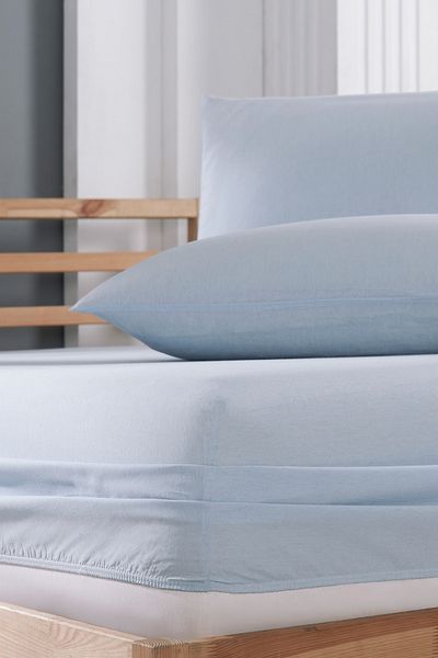 Rebeka Home Collection Blue Akfil Fabric Elastic Fitted Padded Sheet Set