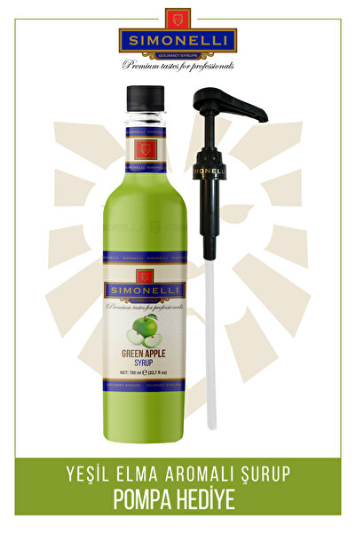 Simonelli Kahve Ve Kokteyl Şurubu Yeşil Elma Aromalı 700 ml Pompa Hediyeli