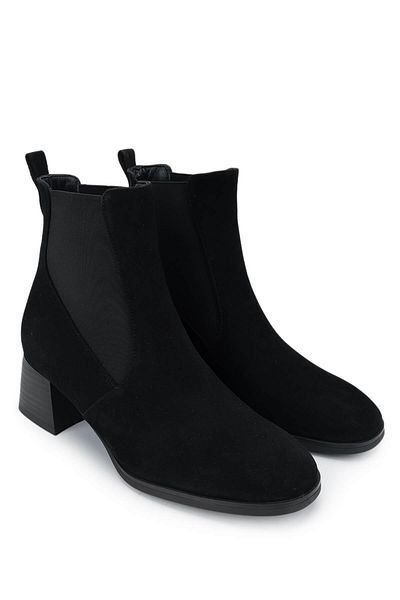 Tamer Tanca Women's Genuine Leather Black Suede Heeled Boots