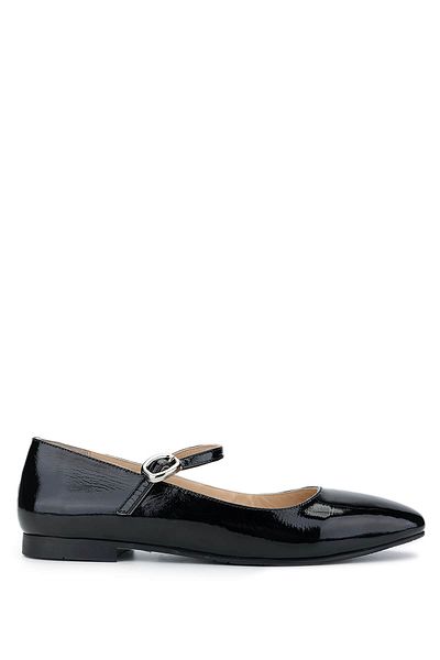 Tamer Tanca Women's Genuine Leather Black Patent Leather Ballet Shoes