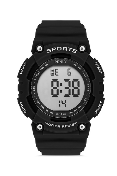 Penly Su Geçirmez Dijital Yetişkin Kol Saati 349 Model Siyah Beyaz 4 Renk Kro...
