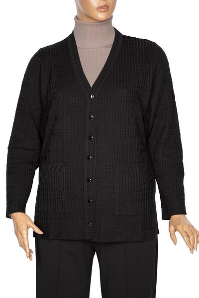 Hermevsim Hesna Women's Nilay Mother Pocket Buttoned Black Knitwear Cardigan Jacket