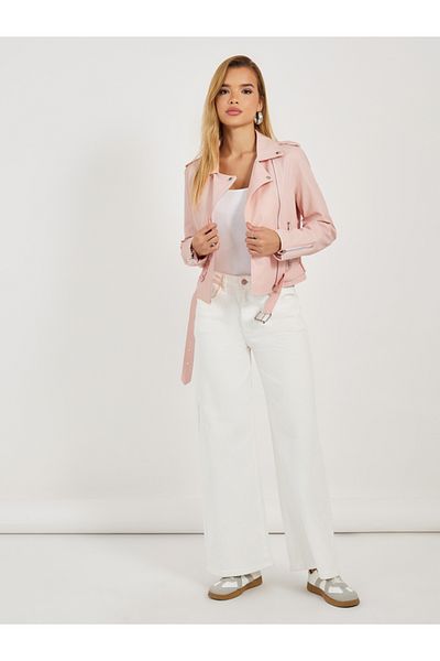 Styli Regular Fit Short Length Leather Look Biker Jacket