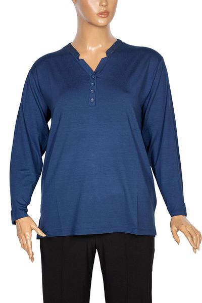 Pıtırcık Γυναικεία μπλούζα Cimariva Neval Plus Size με λαιμόκοψη V Stone Indigo