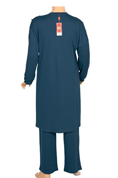 HESNA Set de pantaloni sport cu tunică cu ulei Benan cu nasturi pentru femei