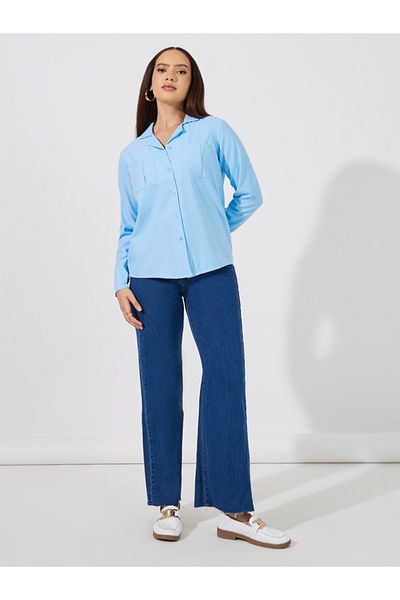 Styli Button Down Collar Neck Loose Fit Shirt
