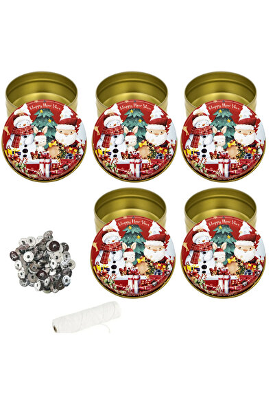 adin tasarım Yılbaşı Mum Yapım Seti 26lı Tavşanlı Kırmızı Metal Kutu 5li Mum ...