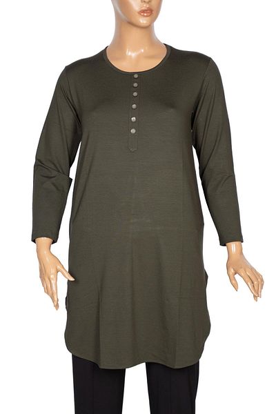 Pıtırcık Cimariva Women's Fresh Basic Placket Ornamental Buttoned Khaki Tunic