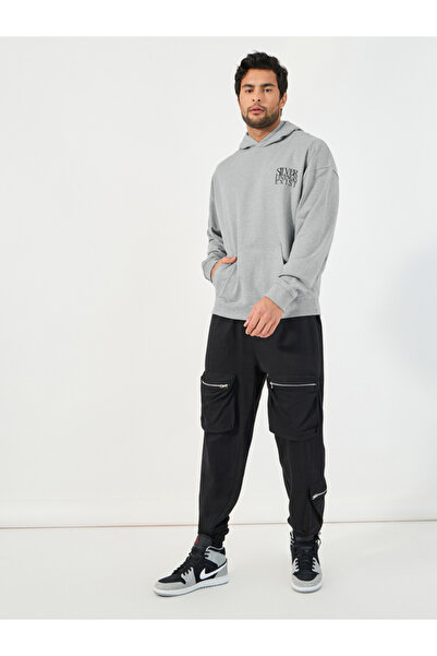 Styli Oversized Chest Text Print Terry Hoodie