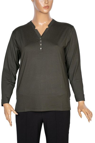 Pıtırcık Γυναικεία μπλούζα Cimariva Neval Plus Size V-Neck Stone Khaki