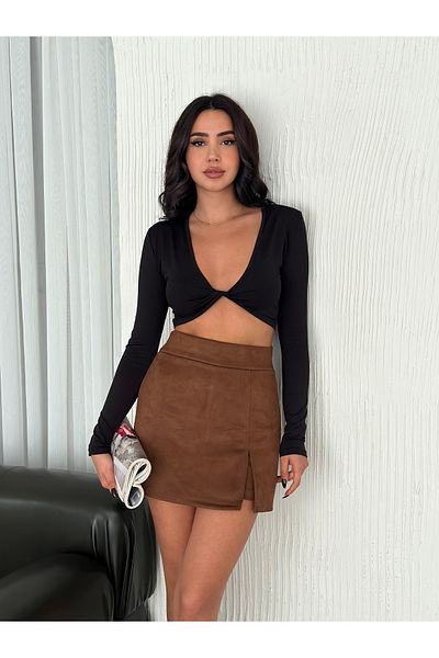 Slim'N Lift Велурена кафява къса пола