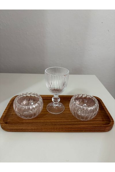 SEVEN7 Double Wall Striped Turkish Delight Bowl Presentation Bowl 2Pcs