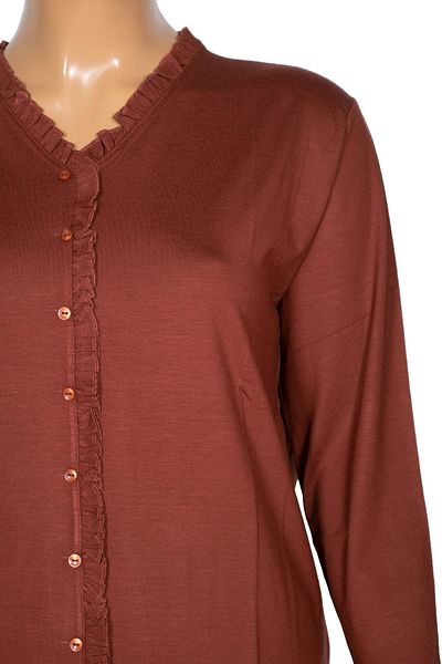 Pıtırcık Cimariva Plus Size Tan Blouse - Frilly V-Neck