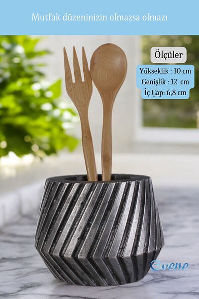Evene Decorative Silver Tumbled Colored Upright Spoon Holder - Cylinder Model 21
