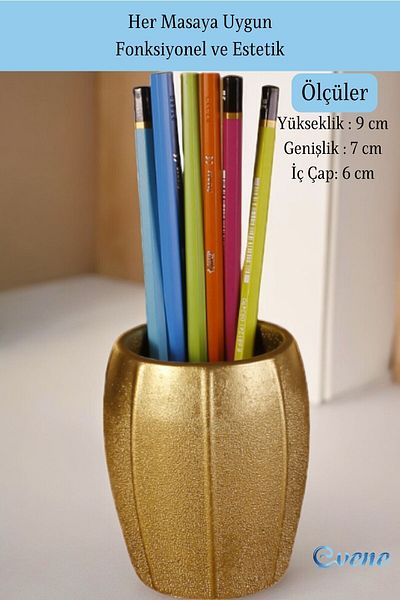 Evene Gold Colored Pen Holder and Desk Organizer - Model 13