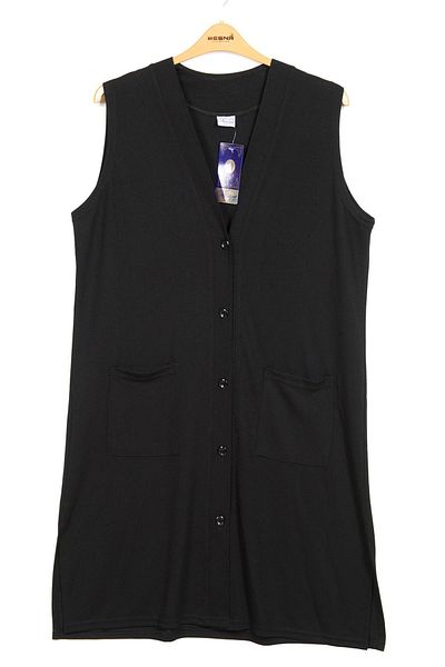 Hermevsim Hesna Women's Buğra Long Black Vest