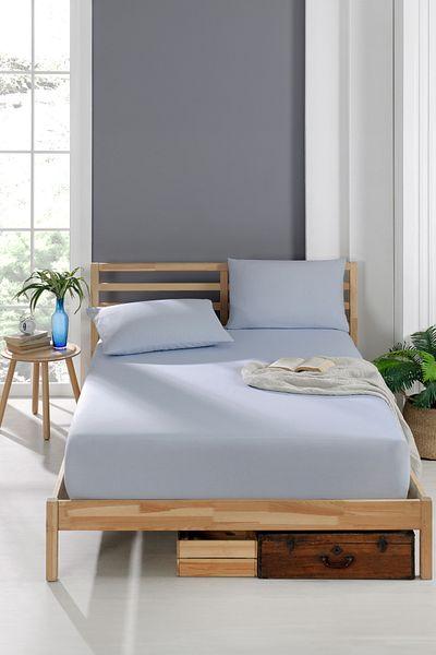 Rebeka Home Collection Blue Akfil Fabric Elastic Fitted Padded Sheet Set