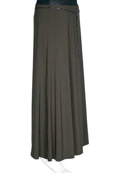 Hermevsim Battal Size Eray Γυναικεία Χακί Φούστα - Tuba Sandy Fabric, Χωρίς επένδυση