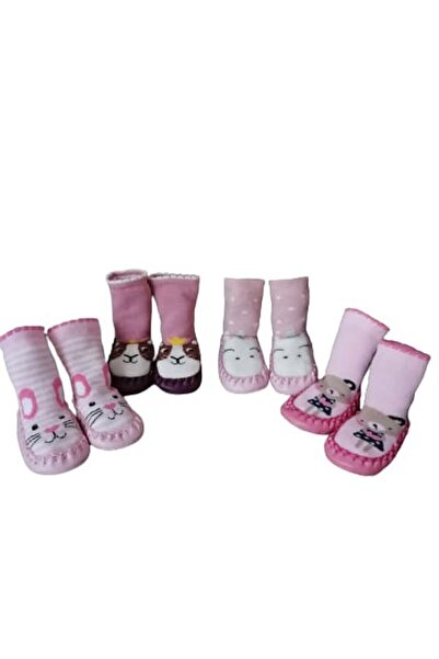 Genel Markalar 1 adet Kız Çocuk Kışlık Kaymaz Deri Taban Çarık Çorap