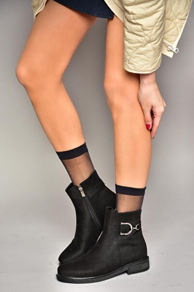 Fox Shoes T239004702 Siyah Süet Kadın Bot