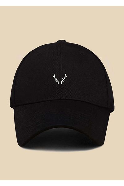 caxis Deer Figured Printed Black Unisex Classic Model Adjustable Velcro Hat