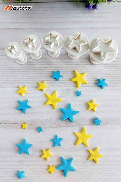 nescook Mini Star Pressing 5 Pieces (Injector) Cookie Mold / Sugar Dough Mold / New Year / New Year