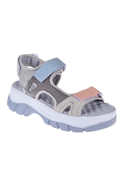 pullman Sms Cırtlı Comfort Kadın Sandalet SMS-4740 GRİ MULTİ