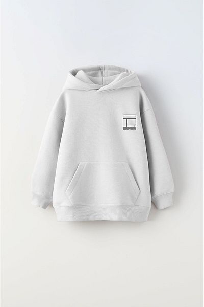 The Champ Clothing Hanorac alb unisex pentru copii - cu glugă, imprimat fleece, actualizare simplitate