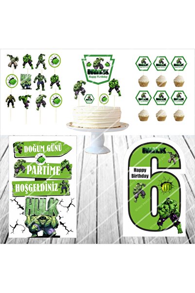 SİYAH PARTİ EVİ مجموعة نموذج طاولة تزيين كعكة عيد الميلاد لعمر 6 سنوات من هالك