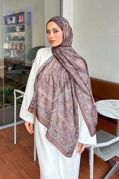 lamelif.com Ρετρό βαμβακερό σάλι σε πικρό καφέ χρώμα