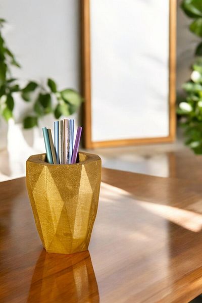 Evene Gold Colored Pen Holder Organizer - Desk Pen Holder Model 19