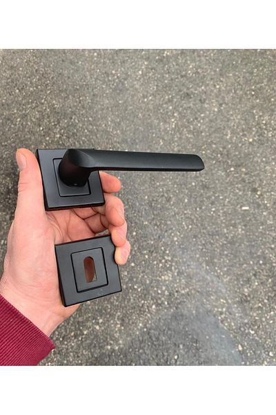 ARON Sofuoğlu Luxury Nil Square Badge (Room) Type Matte Black Door Handle Aluminum / Steel