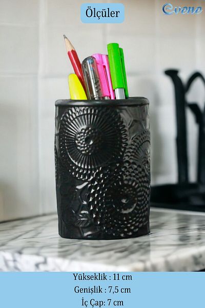 Evene Pen Holder Black Color Desk Pen Holder Organizer Pen Holder Model 12