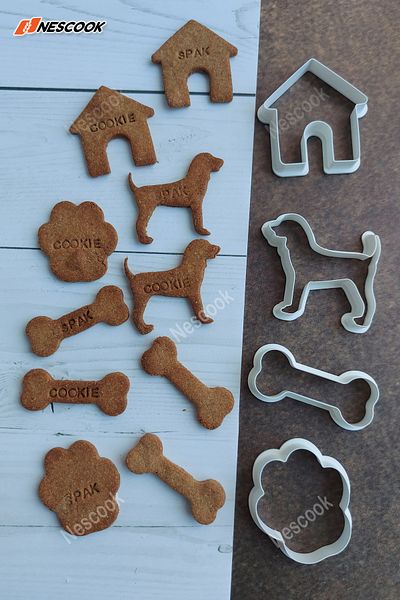 nescook 4-Piece Cat Earring Household Bone Paw Cookie And Sugar Dough Mold Cutter Cake Paw Patrol