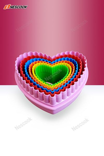 nescook 6-Piece Heart Serrated Cookie Mold Sugar Plasticine Mold Shaper Cutter