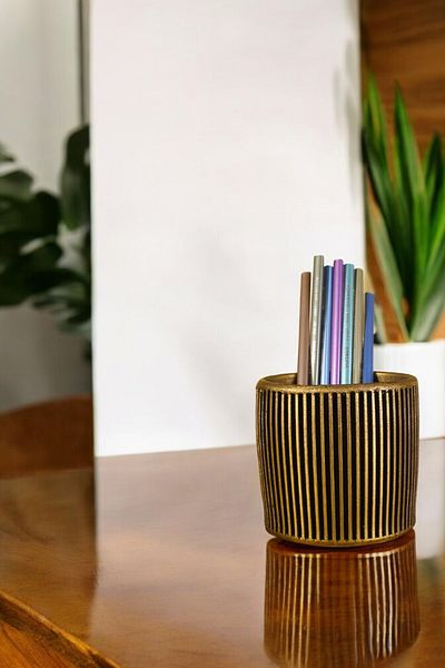 Evene Gold Antique Colored Pen Holder Organizer - Desk Pen Holder Model 1