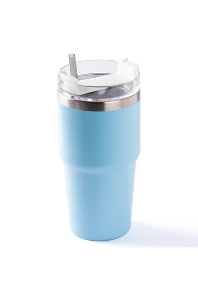 Tantitoni MAVİ PASLANMAZ ÇELİK PİPETLİ TERMOS BARDAK 600ML