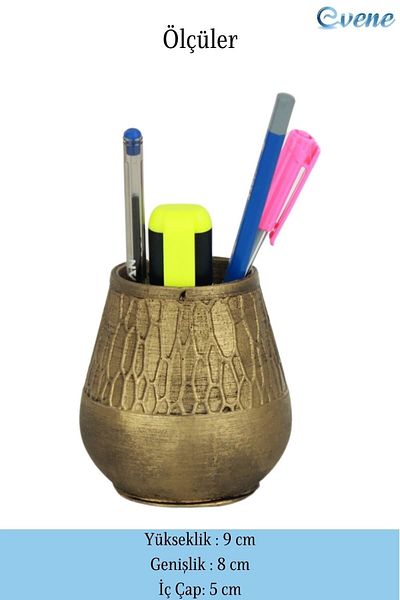 Evene Gold Antique Colored Pen Holder Organizer - Rotating Model 3
