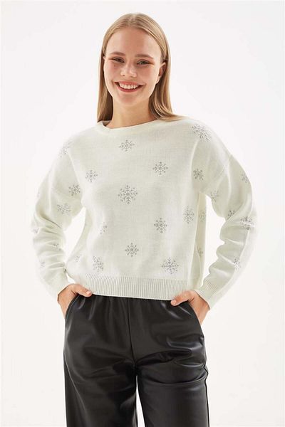 Fashion Friends Ecru Patterned Sweater