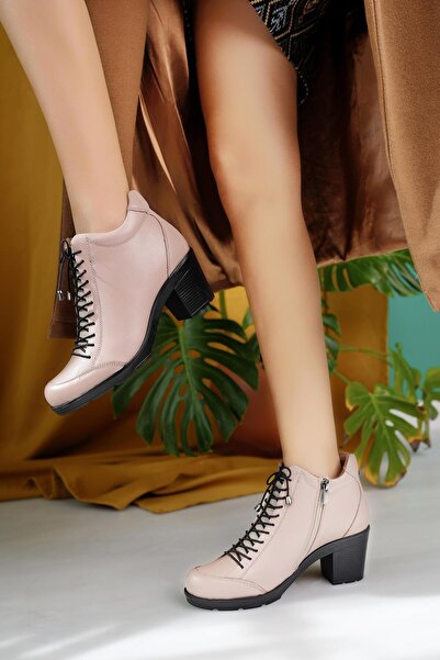 Diego Carlotti Hakiki Deri Kadın Günlük Topuklu Bot DC2625