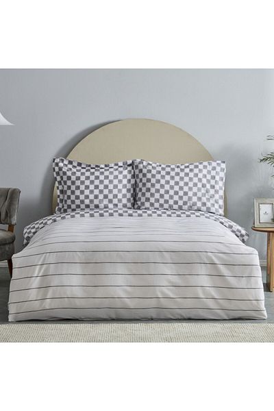Karaca Home Cordova Doppelbettbezug-Set, 100 % Baumwolle, Anthrazit