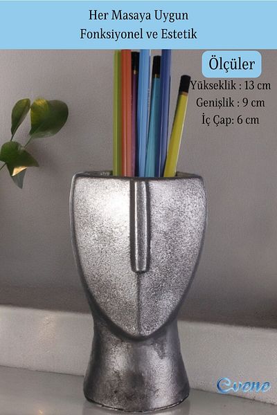 Evene Silver Antique Colored Pen Holder Organizer - Desk Pen Holder Model 23