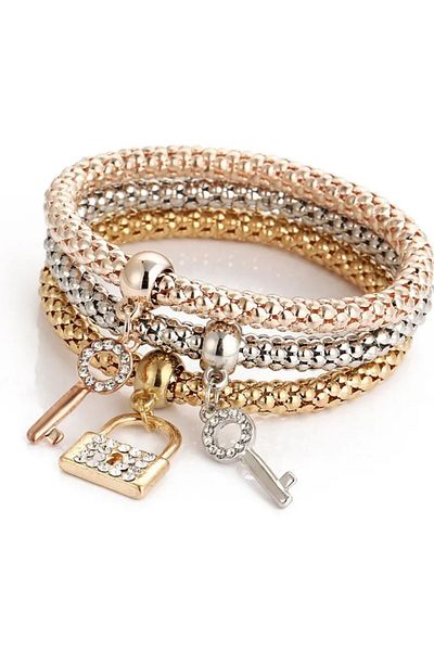 Store Stretchable Bracelet Set with 3Pcs Lock and Key Tip