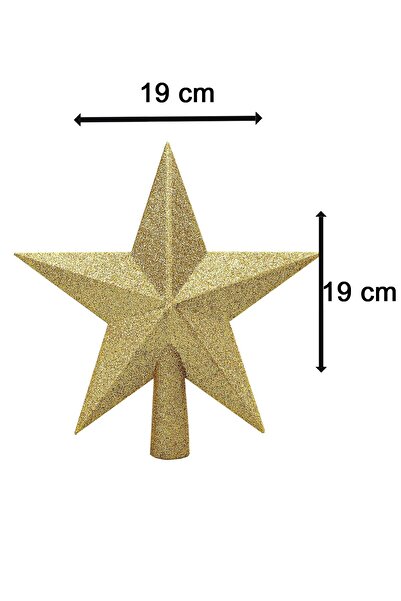 Parti dolabı Yılbaşı Çam Ağacı Tepe Süsü 3d Kabarık Altın Simli Yıldız Tepelik Süs 19 Cm