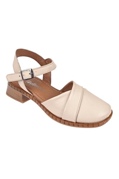 pullman Hakiki Deri Burnu Kapalı Kadın Sanadalet BEL-040 EKRU