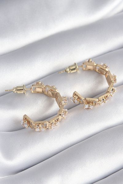 Skygo Robotrend Brass Silver Zircon Stone Model Women's Earrings - Hoop